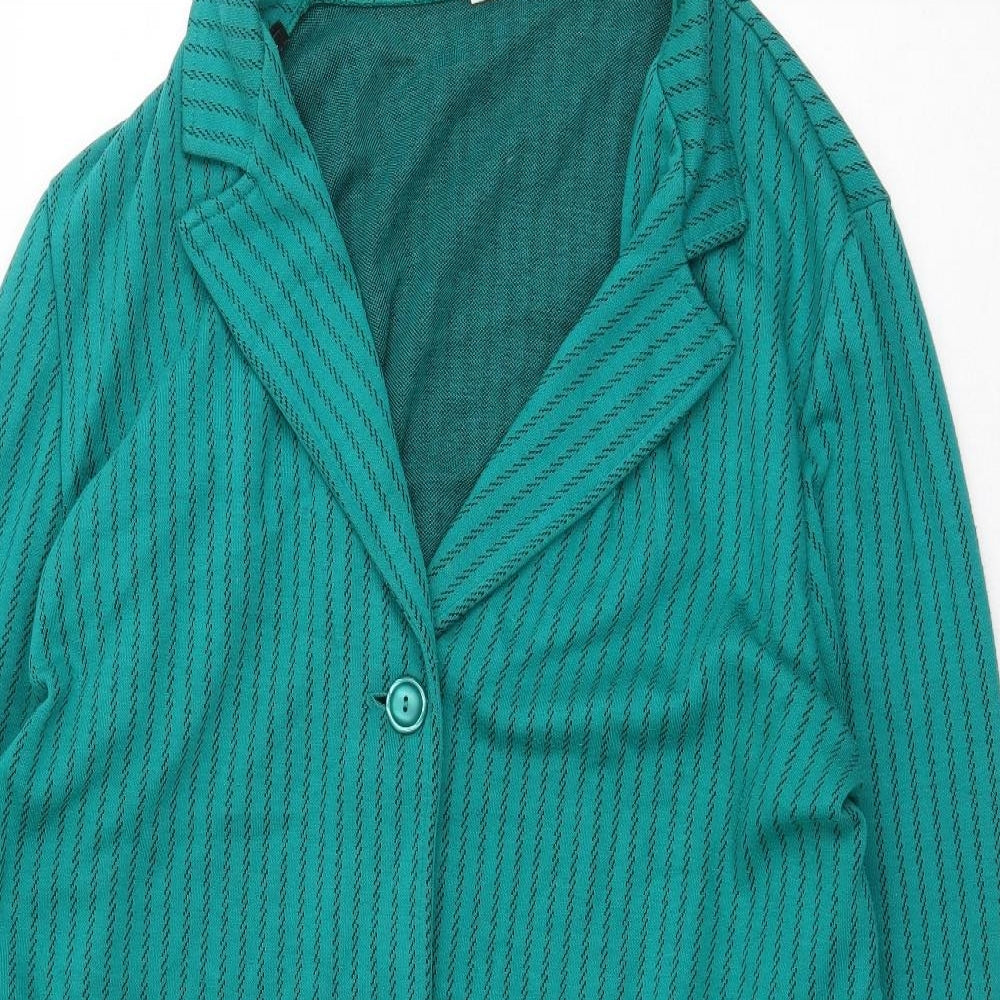 WEEKENDERS Womens Green Striped Jacket Size XL Button