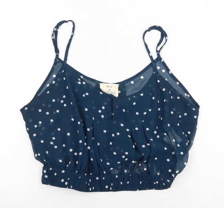 Pins & Needles Womens Blue Polka Dot Polyester Cropped Tank Size M Round Neck