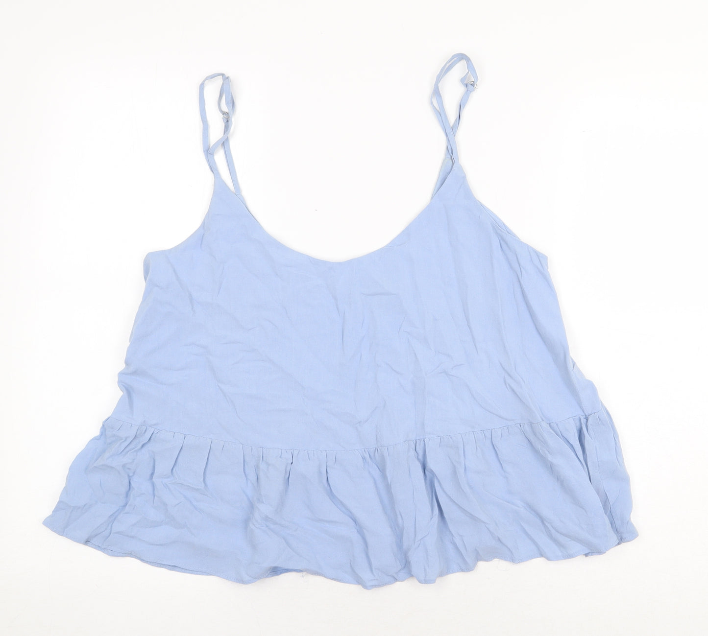 Topshop Womens Blue Viscose Basic Tank Size 12 Round Neck