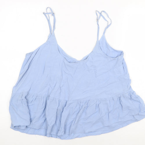 Topshop Womens Blue Viscose Basic Tank Size 12 Round Neck