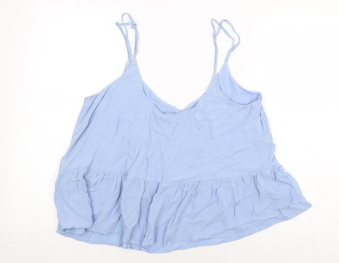 Topshop Womens Blue Viscose Basic Tank Size 12 Round Neck