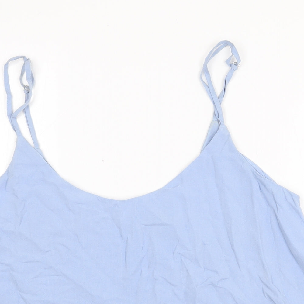 Topshop Womens Blue Viscose Basic Tank Size 12 Round Neck