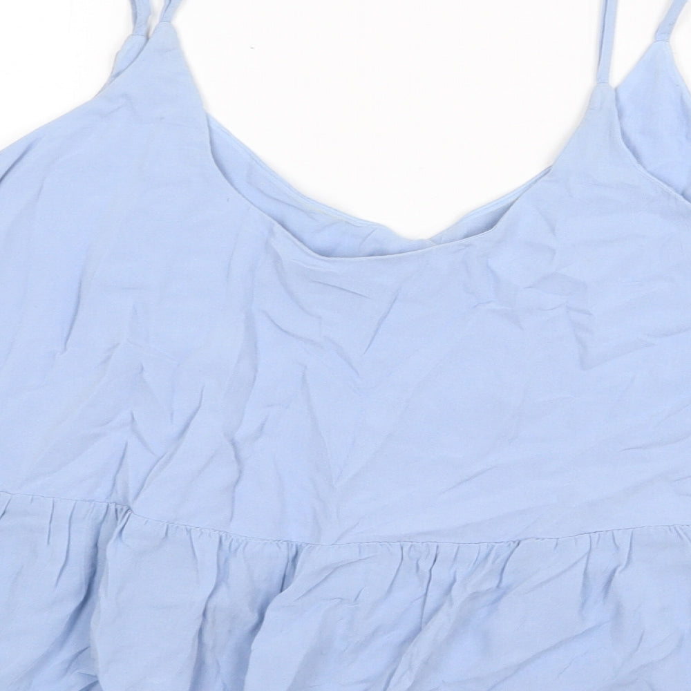 Topshop Womens Blue Viscose Basic Tank Size 12 Round Neck