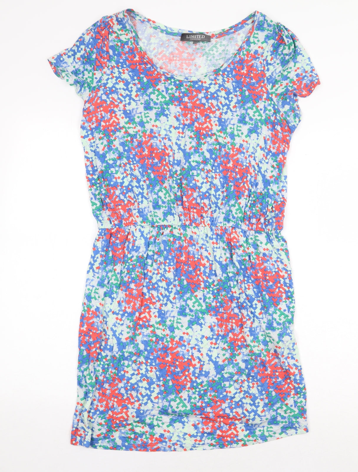Limited Collection Womens Multicoloured Geometric Viscose T-Shirt Dress Size 14 Boat Neck Pullover
