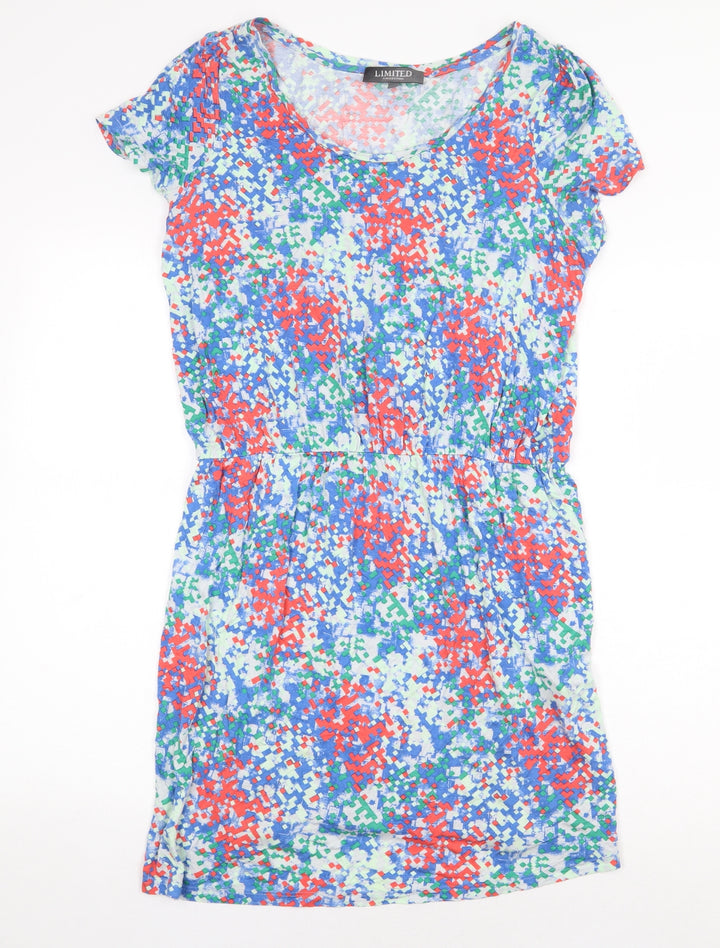 Limited Collection Womens Multicoloured Geometric Viscose T-Shirt Dress Size 14 Boat Neck Pullover