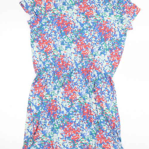 Limited Collection Womens Multicoloured Geometric Viscose T-Shirt Dress Size 14 Boat Neck Pullover