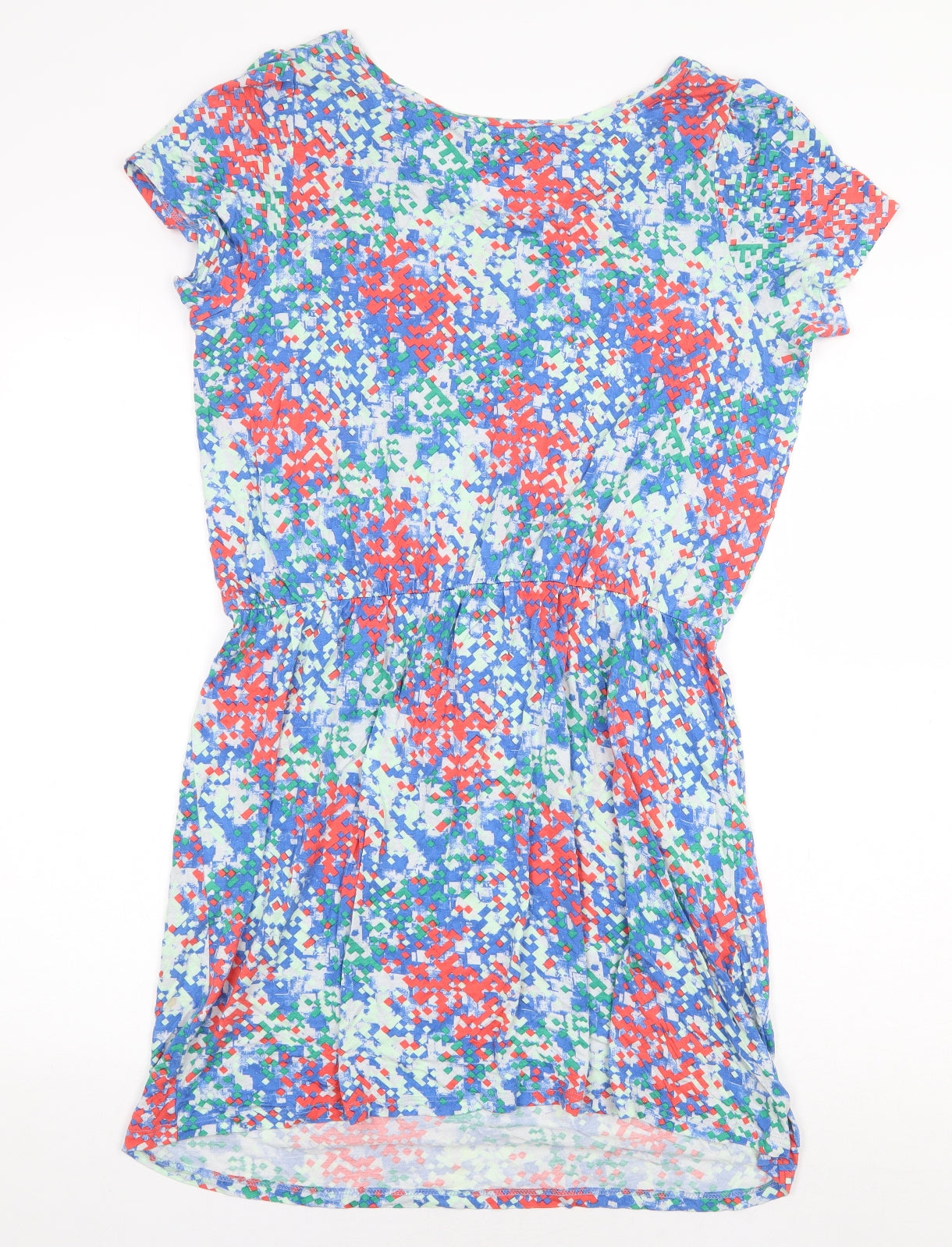 Limited Collection Womens Multicoloured Geometric Viscose T-Shirt Dress Size 14 Boat Neck Pullover