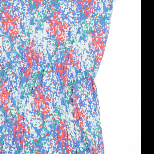 Limited Collection Womens Multicoloured Geometric Viscose T-Shirt Dress Size 14 Boat Neck Pullover