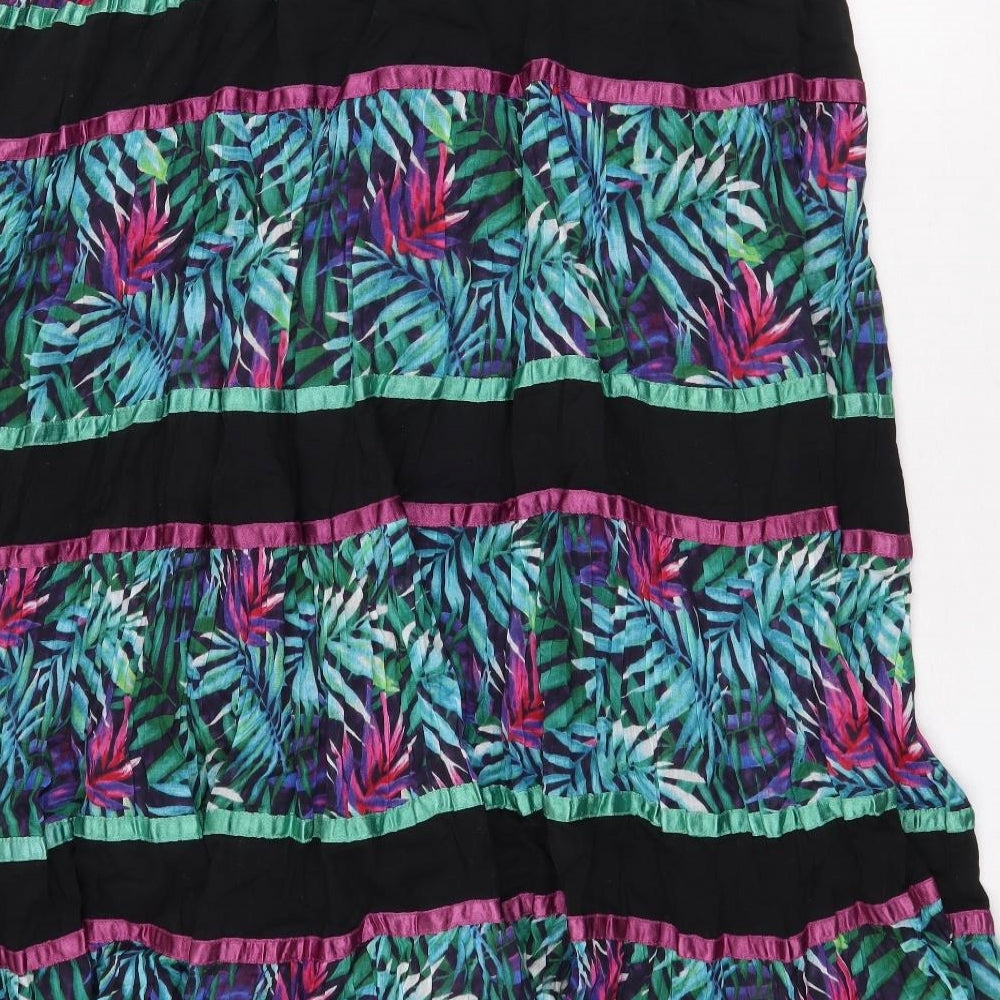 Roman Womens Green Geometric Cotton Pleated Skirt Size 16 Tie
