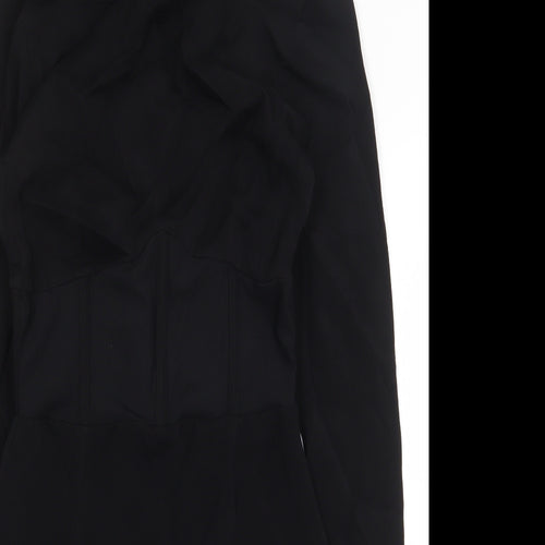 Zara Womens Black Polyamide Pencil Dress Size S Boat Neck Zip