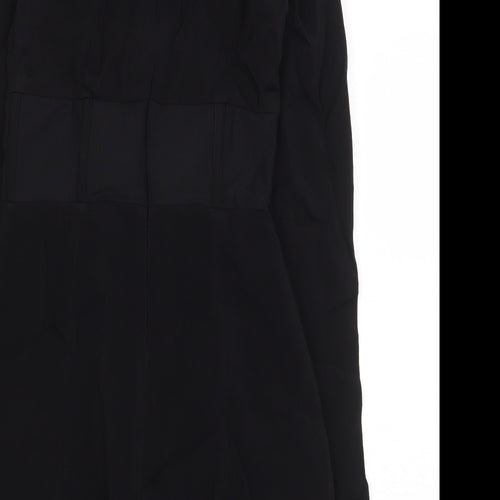 Zara Womens Black Polyamide Pencil Dress Size S Boat Neck Zip
