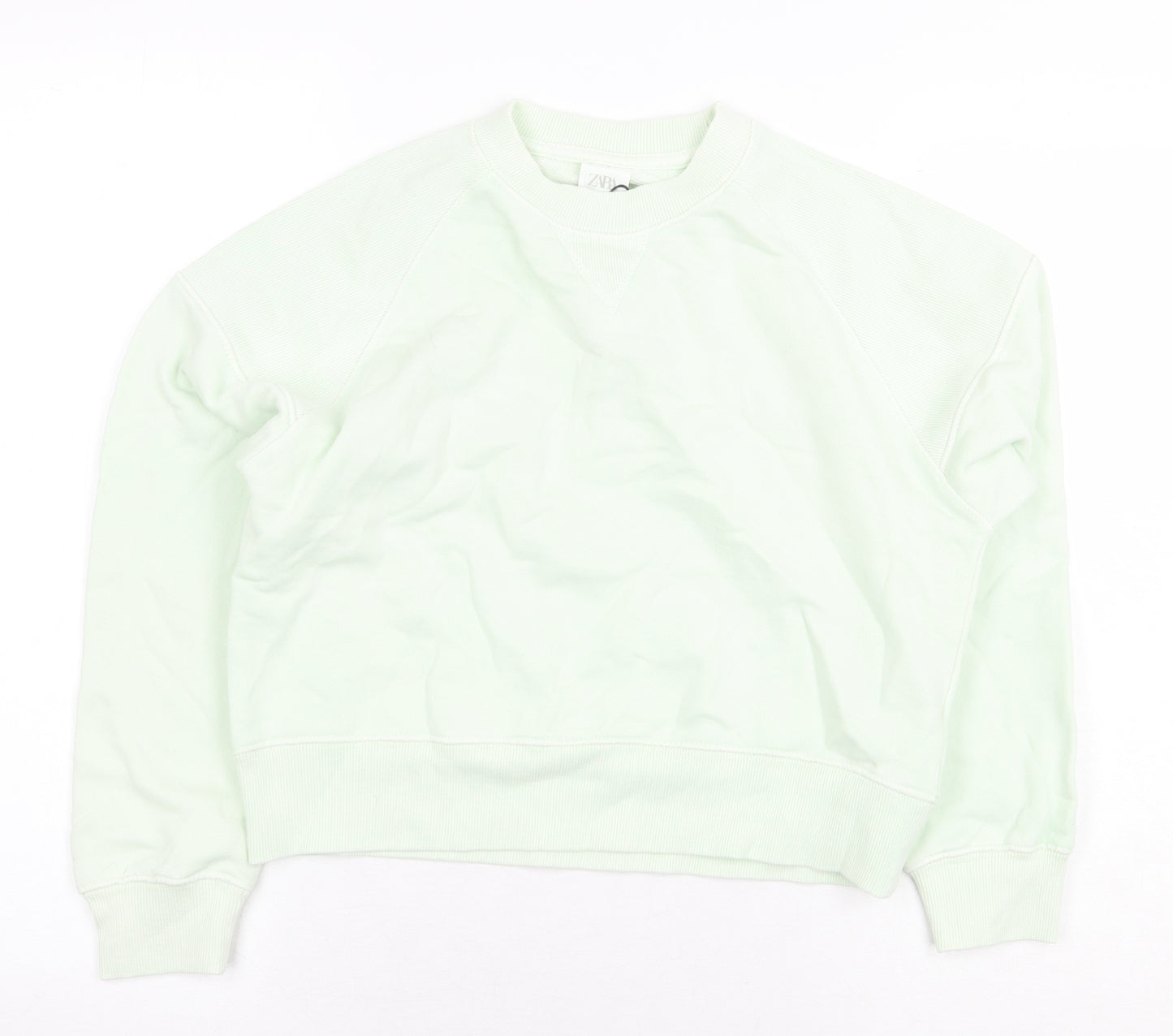 Zara Girls Green Cotton Pullover Sweatshirt Size 9-10 Years Pullover