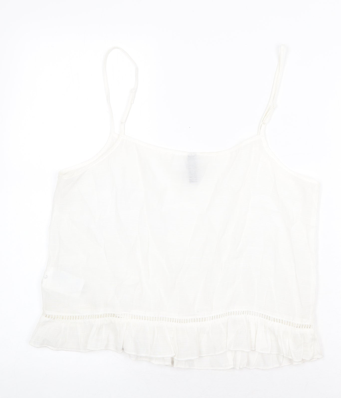 H&M Womens White Viscose Basic Tank Size 10 Round Neck