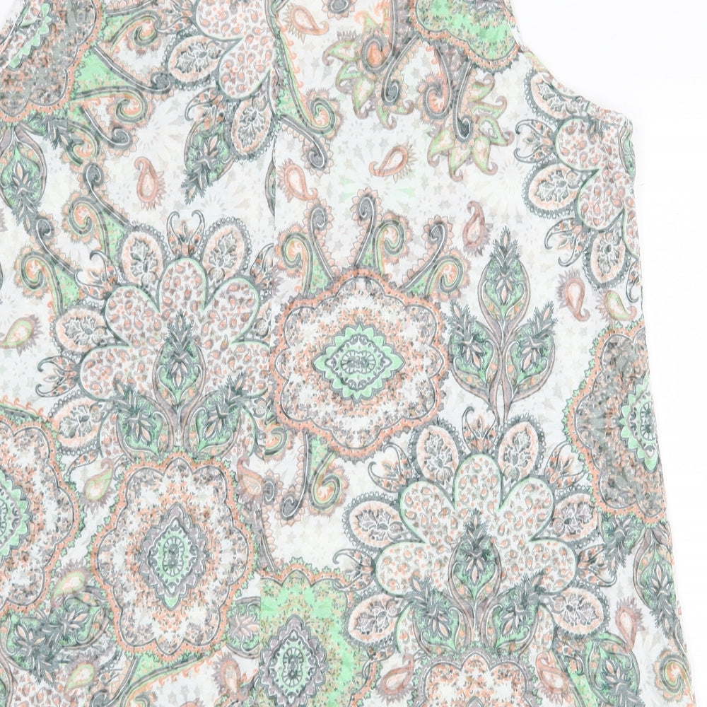 Nutmeg Womens Multicoloured Geometric Polyester Basic Tank Size 18 V-Neck