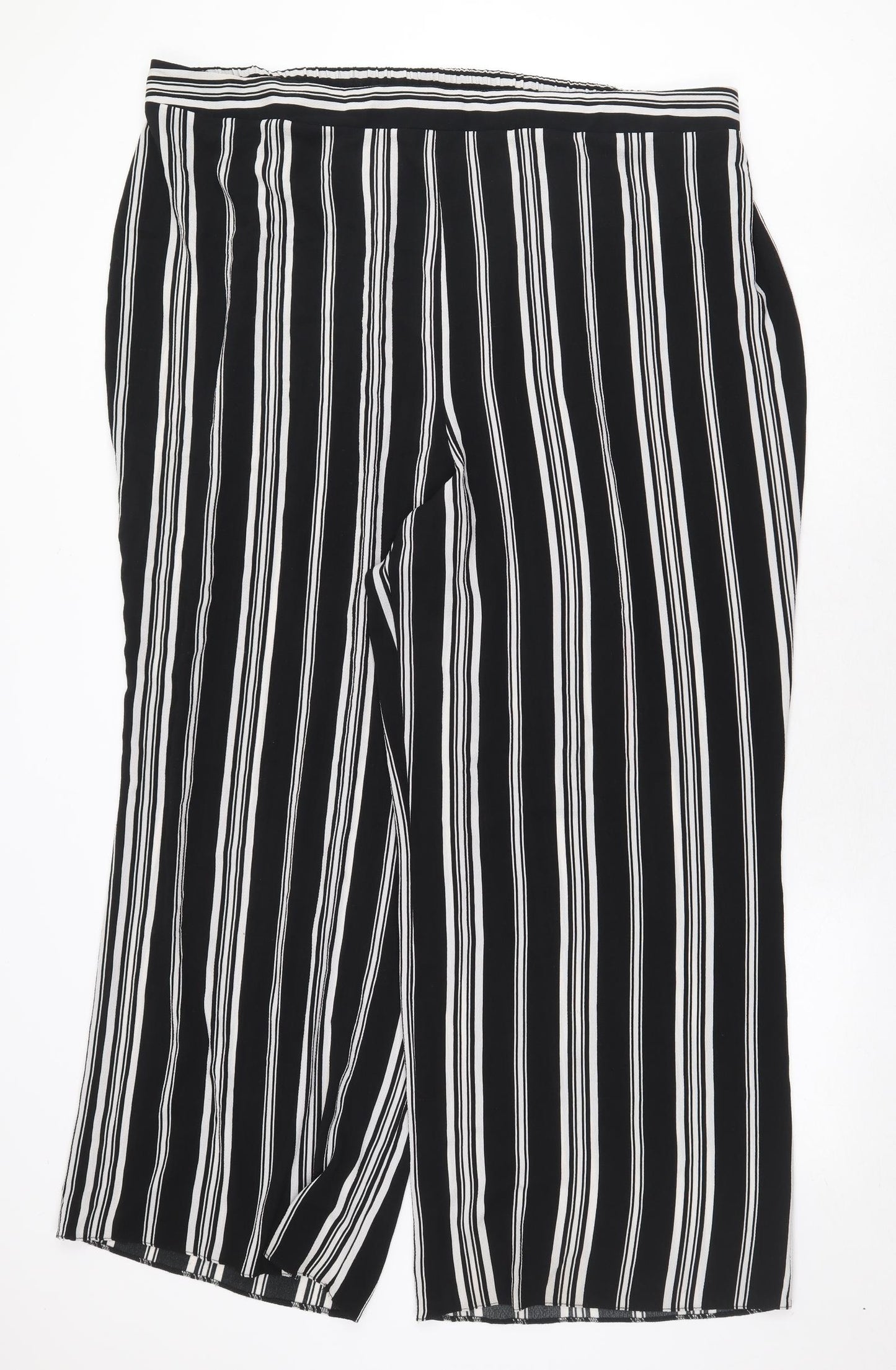 Evans Womens Black Striped Polyester Trousers Size 26 Regular