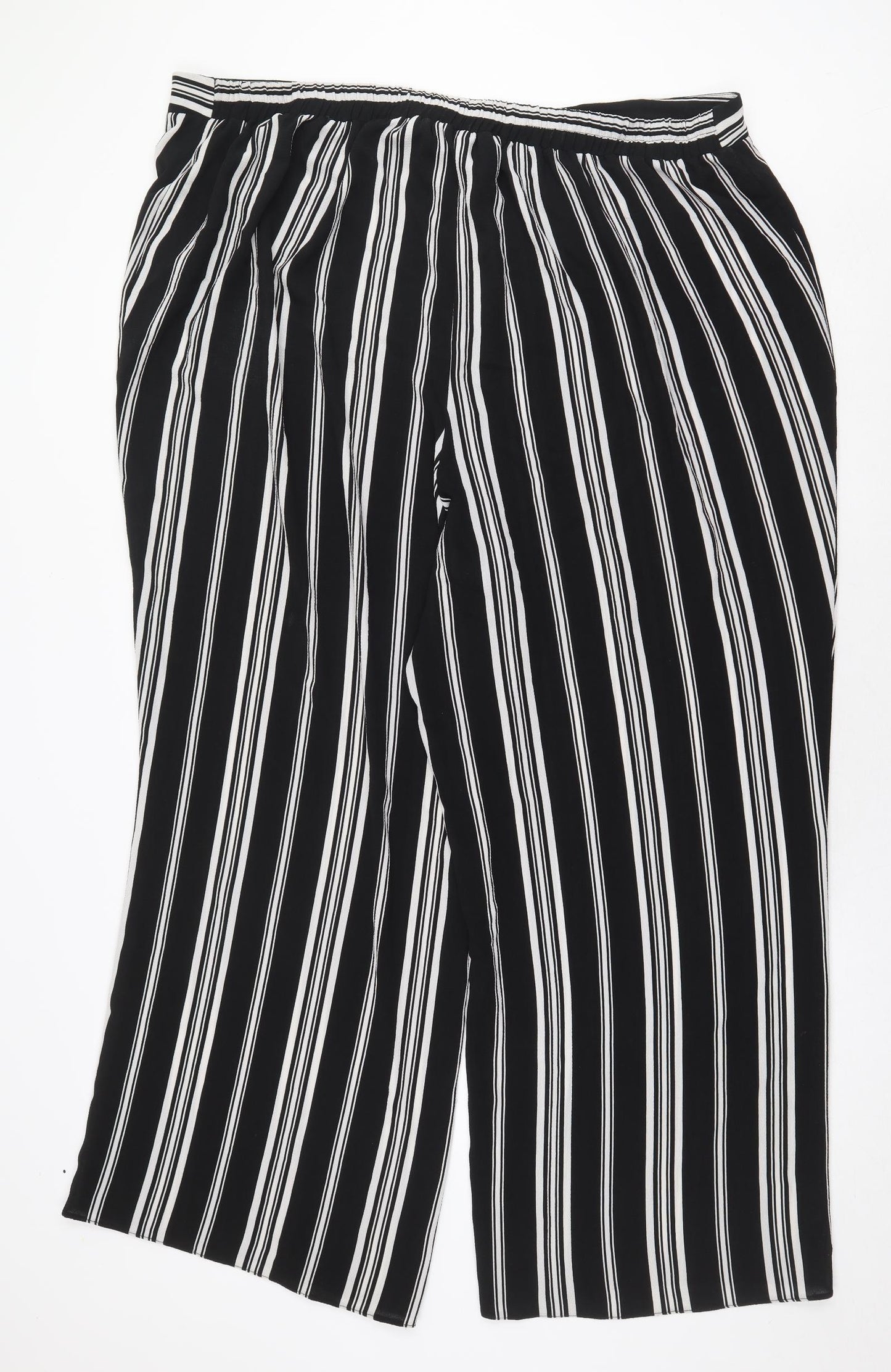 Evans Womens Black Striped Polyester Trousers Size 26 Regular