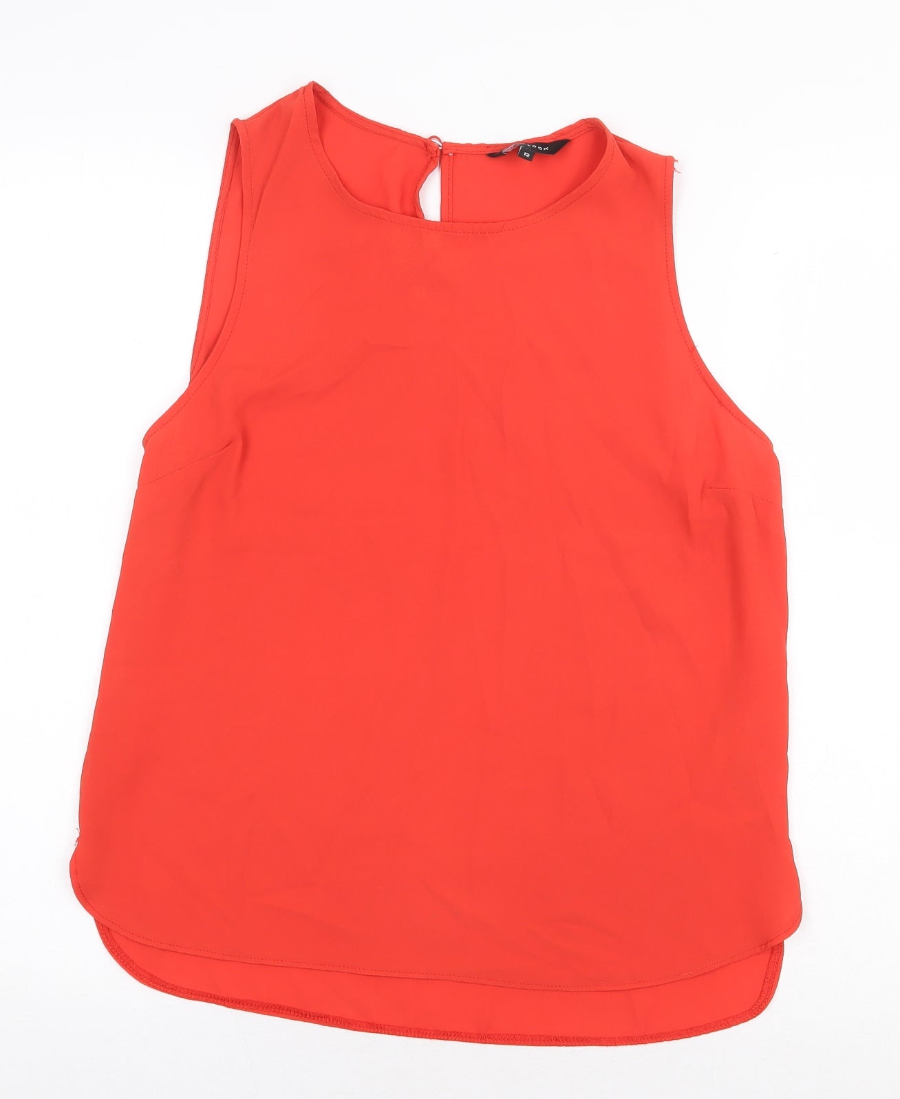 New Look Womens Orange Polyester Basic Tank Size 12 Boat Neck