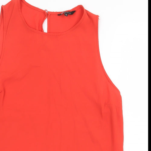 New Look Womens Orange Polyester Basic Tank Size 12 Boat Neck