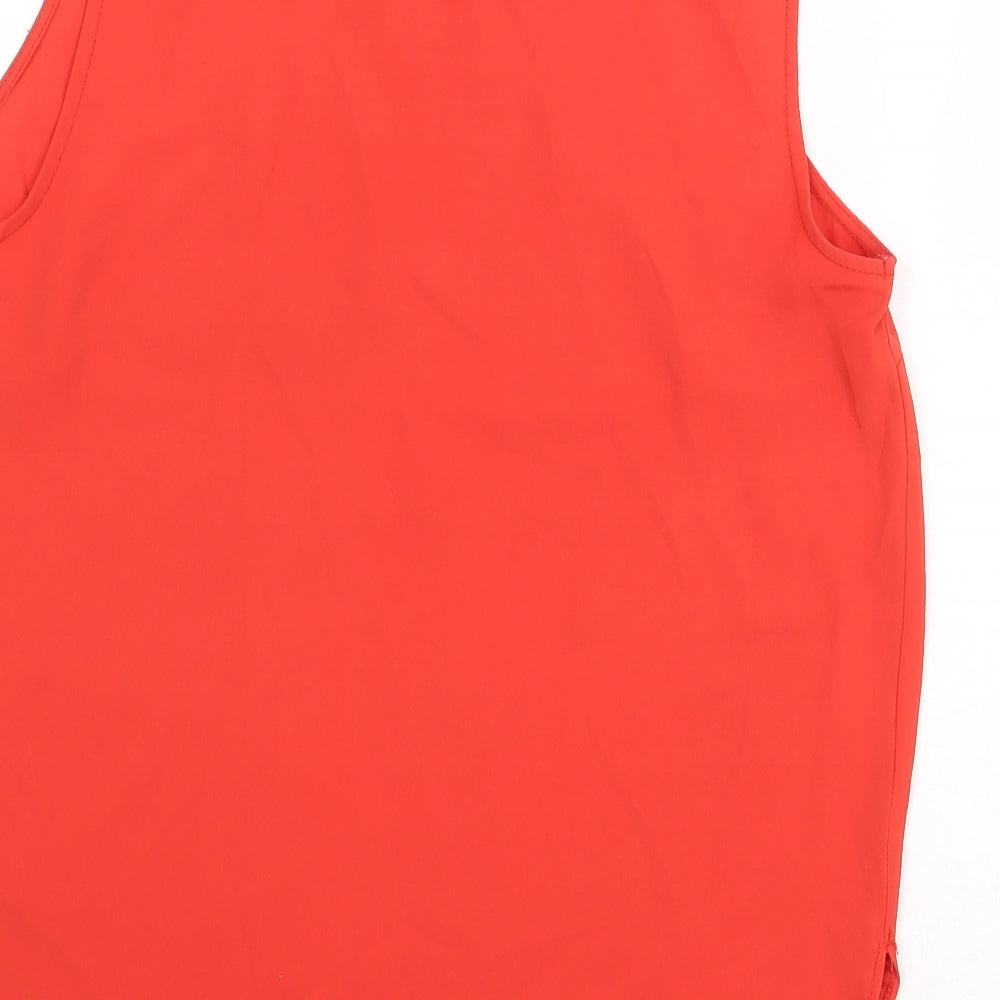 New Look Womens Orange Polyester Basic Tank Size 12 Boat Neck