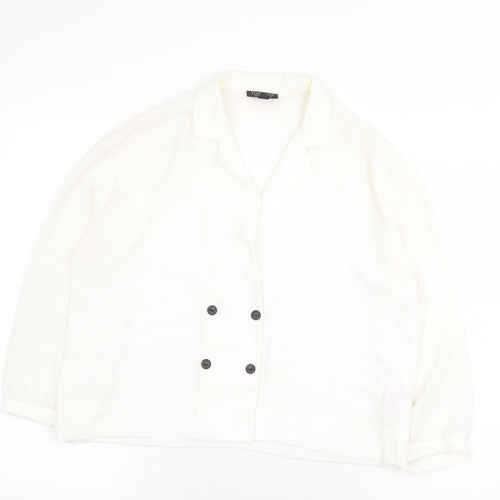 Topshop Womens White Polyester Basic Blouse Size 12 Collared