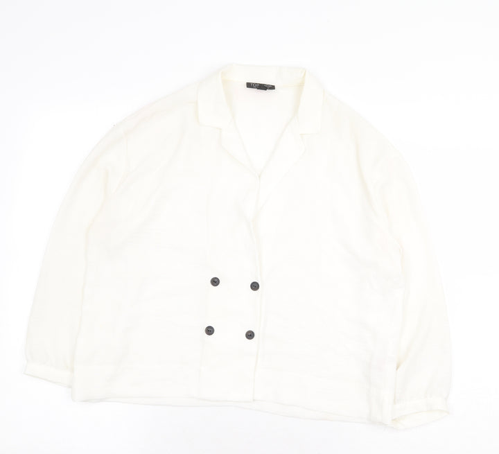 Topshop Womens White Polyester Basic Blouse Size 12 Collared