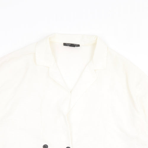 Topshop Womens White Polyester Basic Blouse Size 12 Collared