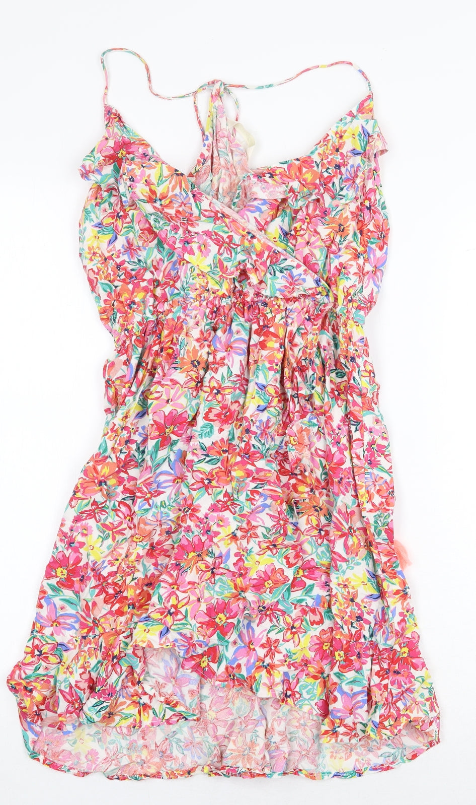 Accessorize Womens Multicoloured Floral Viscose Fit & Flare Size XS V-Neck Tie