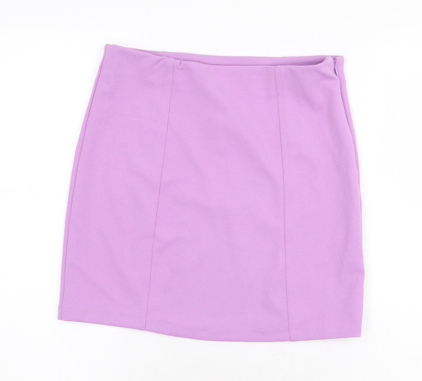Zara Womens Purple Polyester A-Line Skirt Size M Zip