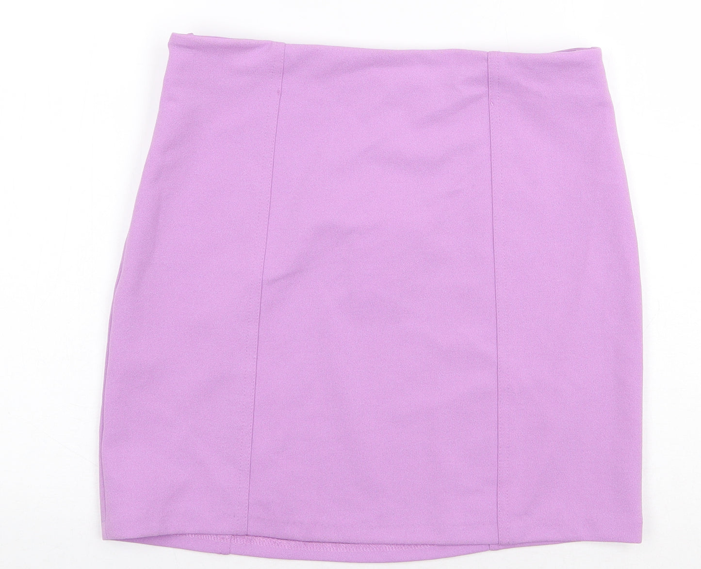 Zara Womens Purple Polyester A-Line Skirt Size M Zip