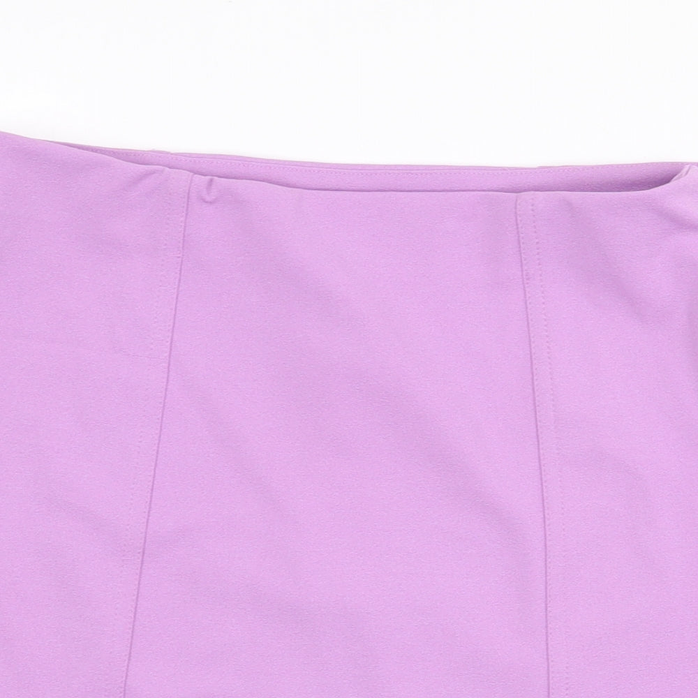 Zara Womens Purple Polyester A-Line Skirt Size M Zip