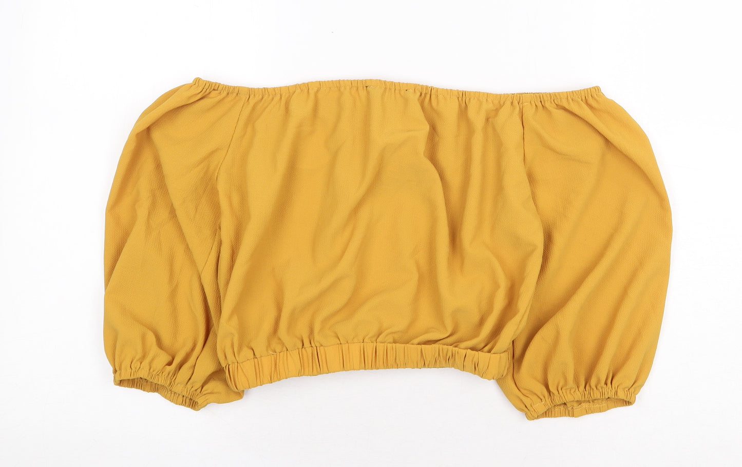 Cameo Rose Womens Yellow Polyester Cropped Blouse Size 10 Off the Shoulder