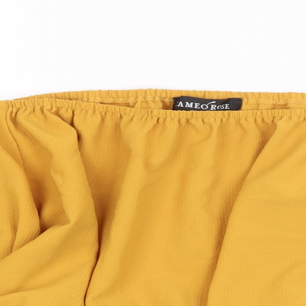 Cameo Rose Womens Yellow Polyester Cropped Blouse Size 10 Off the Shoulder