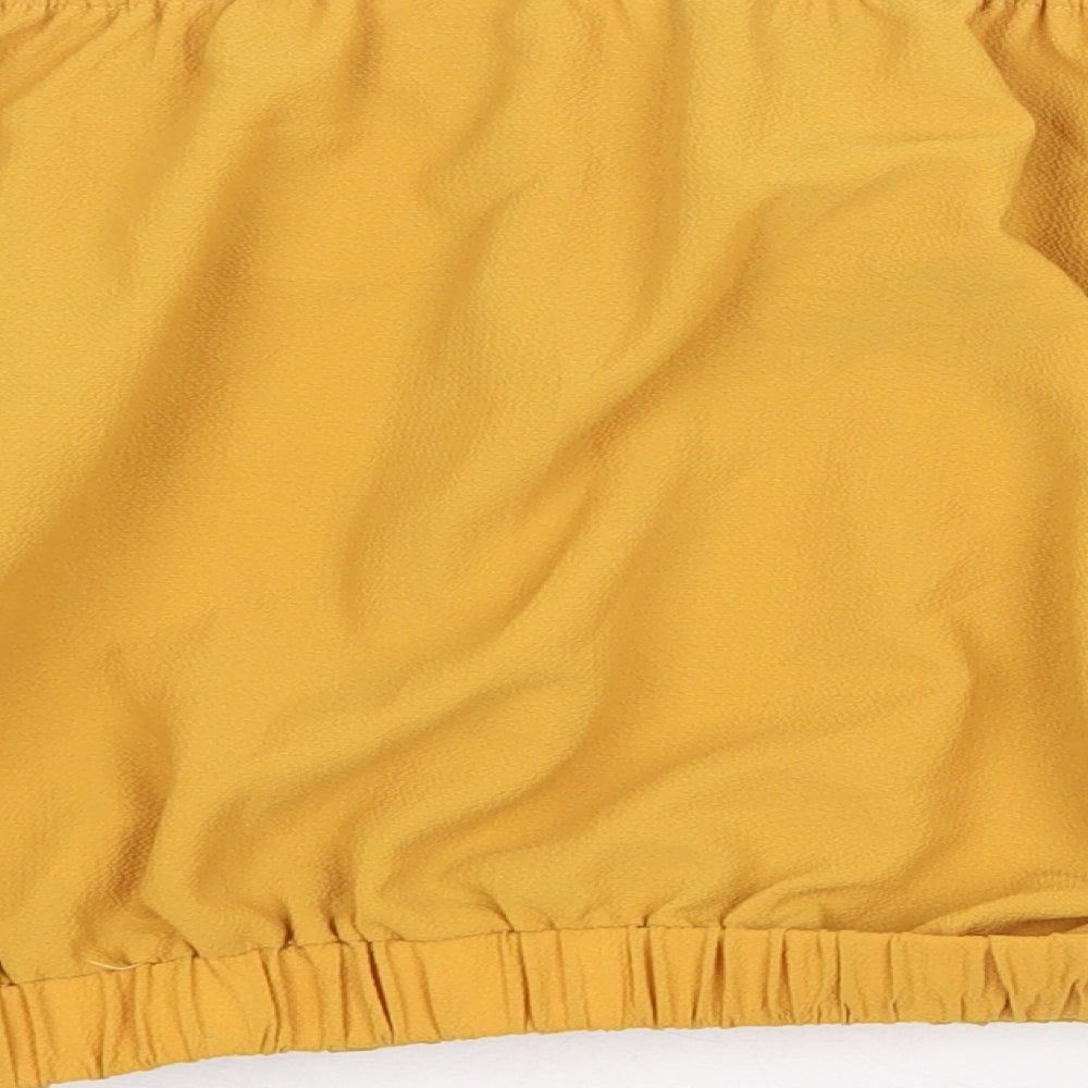 Cameo Rose Womens Yellow Polyester Cropped Blouse Size 10 Off the Shoulder