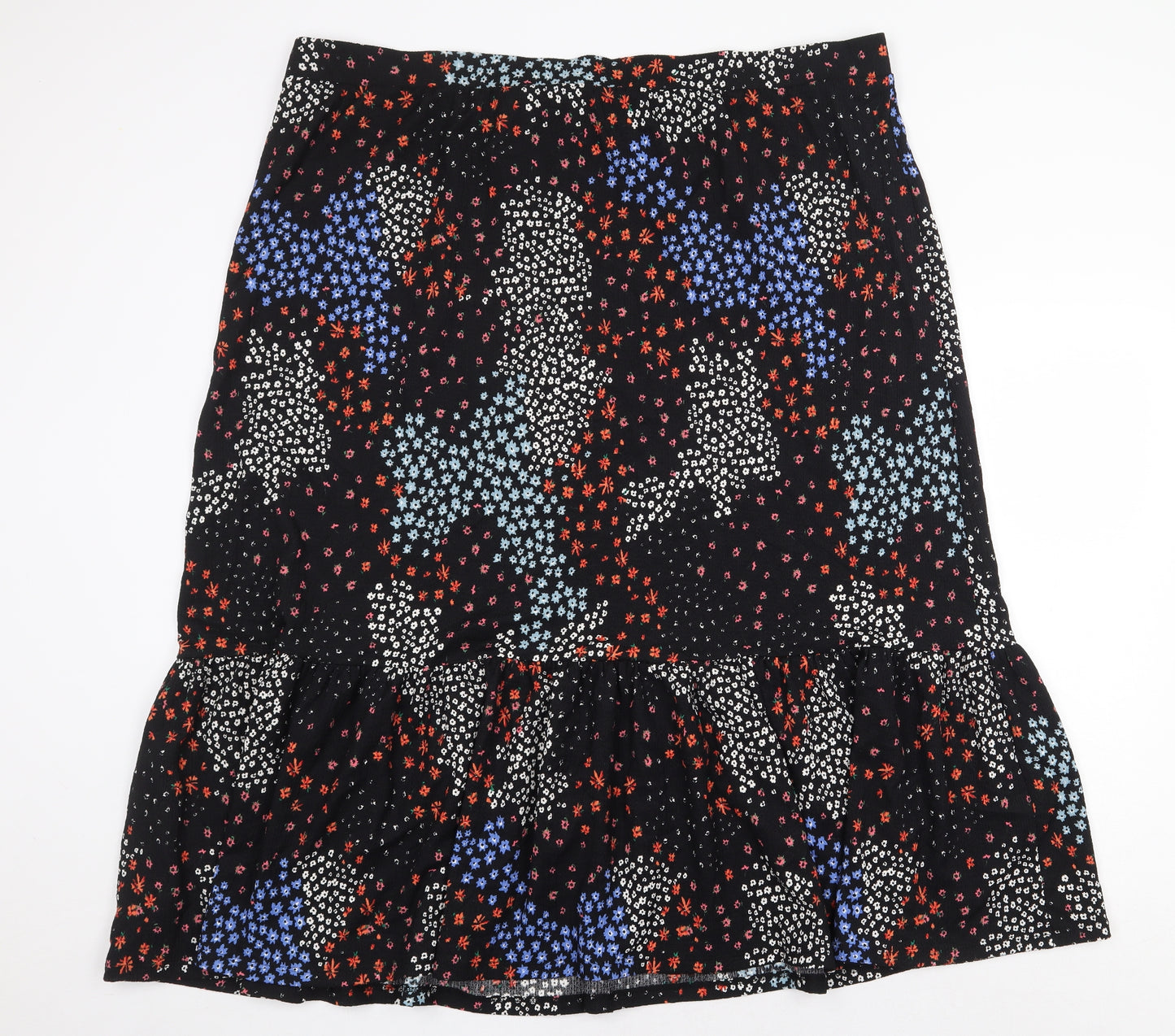 Marks and Spencer Womens Black Geometric Polyester Trumpet Skirt Size 24