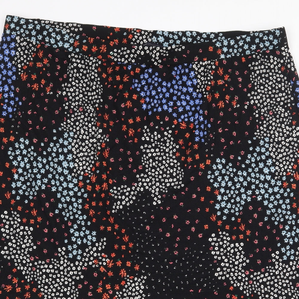 Marks and Spencer Womens Black Geometric Polyester Trumpet Skirt Size 24