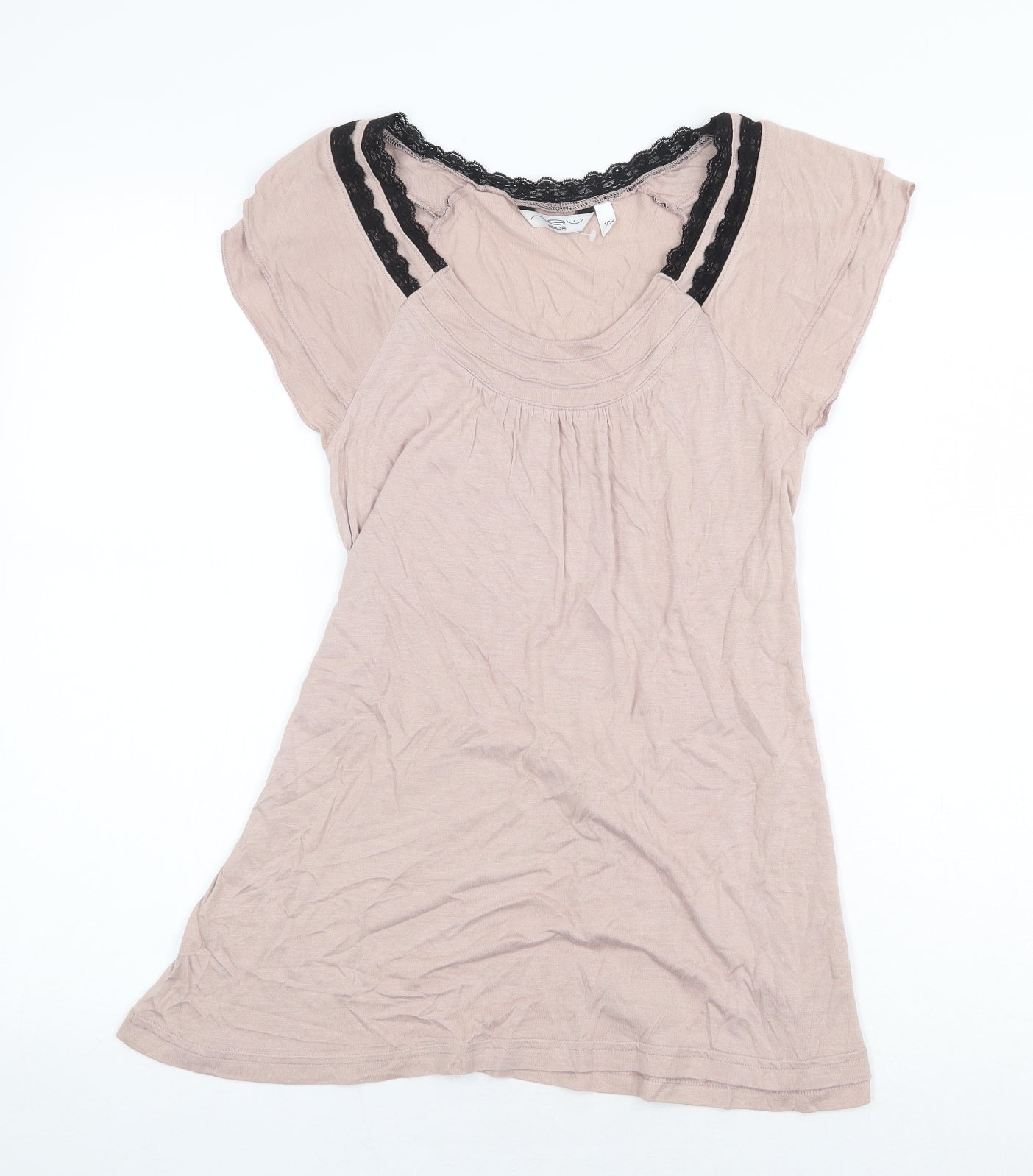 New Look Womens Pink Viscose Basic T-Shirt Size 10 Scoop Neck