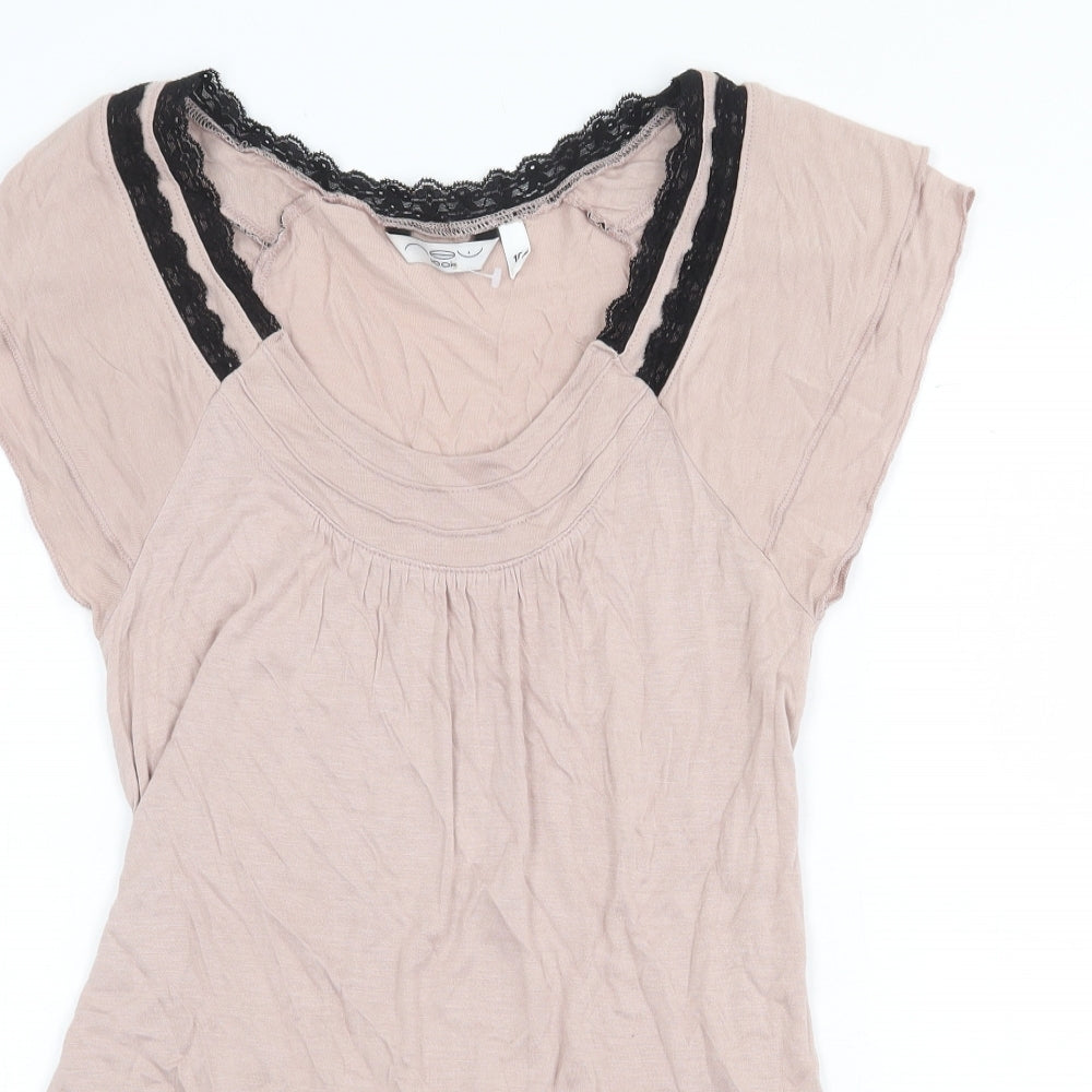 New Look Womens Pink Viscose Basic T-Shirt Size 10 Scoop Neck