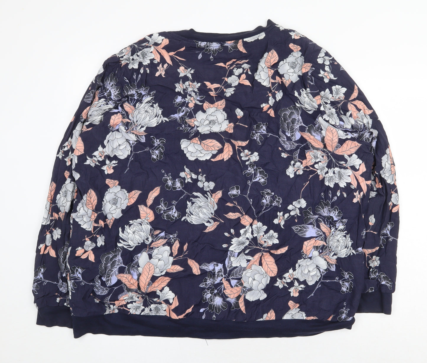 George Womens Blue Floral Jacket Size 24 Zip