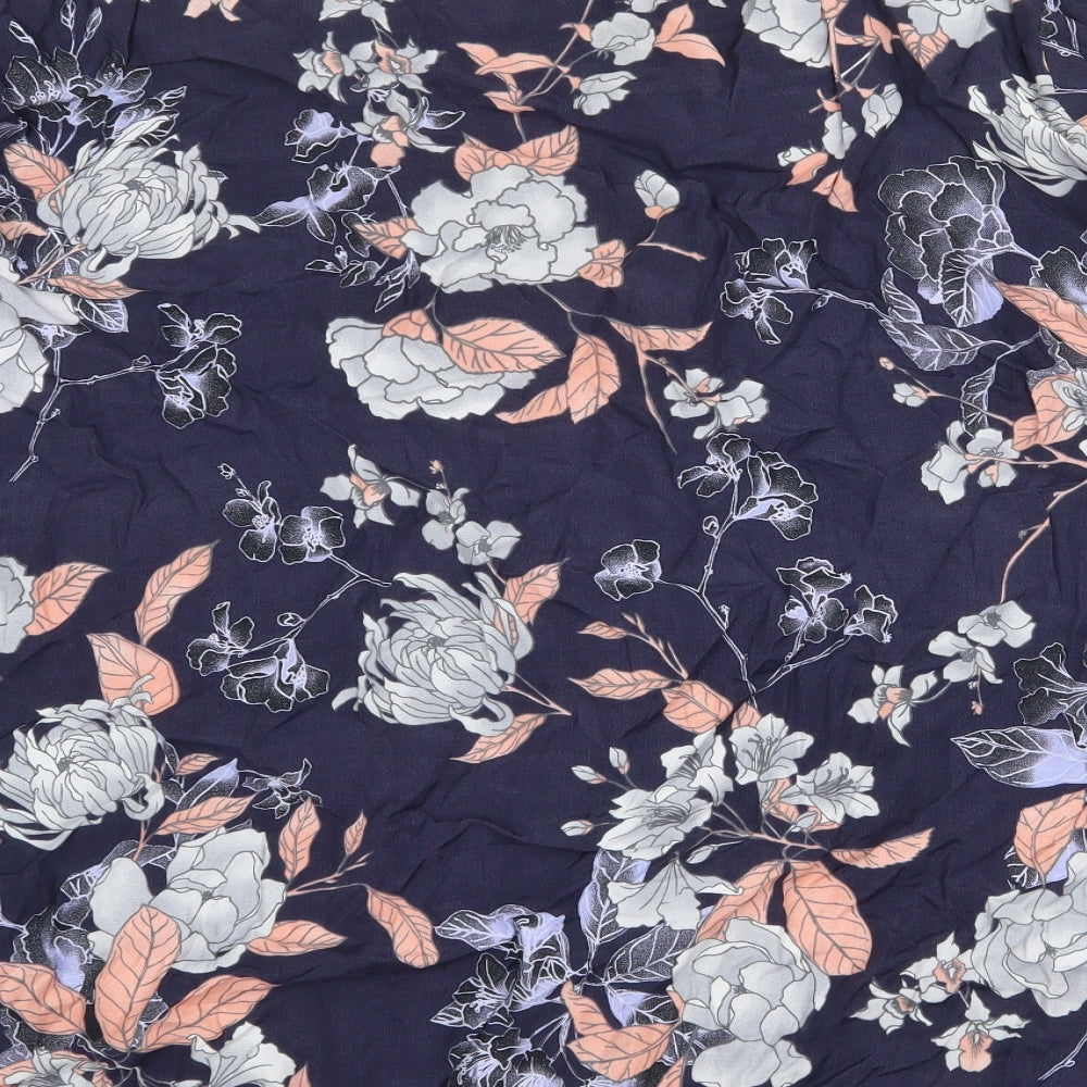 George Womens Blue Floral Jacket Size 24 Zip