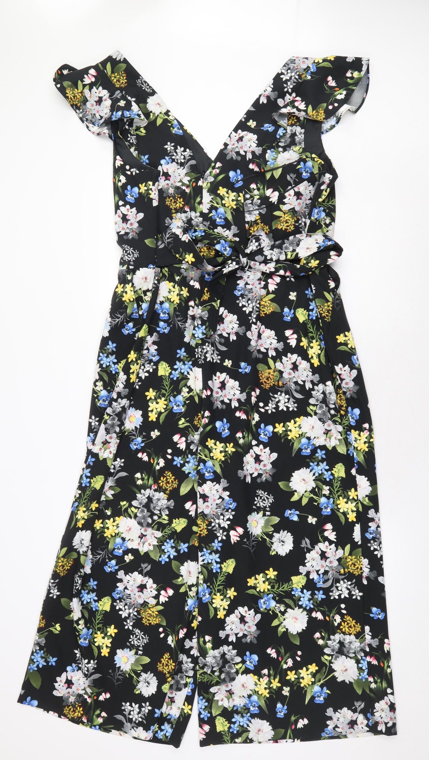 Oasis Womens Black Floral Polyester Jumpsuit One-Piece Size 20 Zip