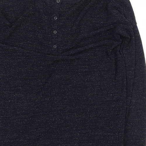 NEXT Womens Blue Polyester Basic T-Shirt Size 6 V-Neck