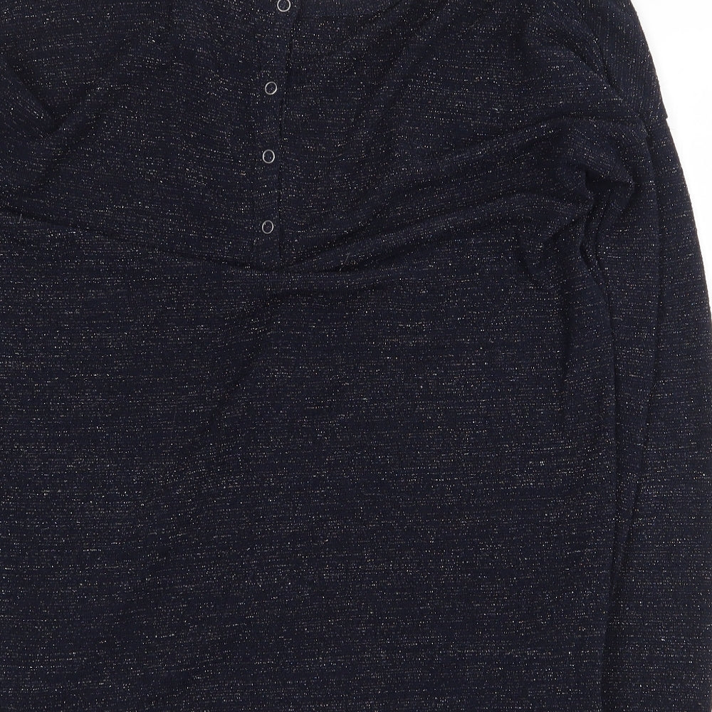 NEXT Womens Blue Polyester Basic T-Shirt Size 6 V-Neck