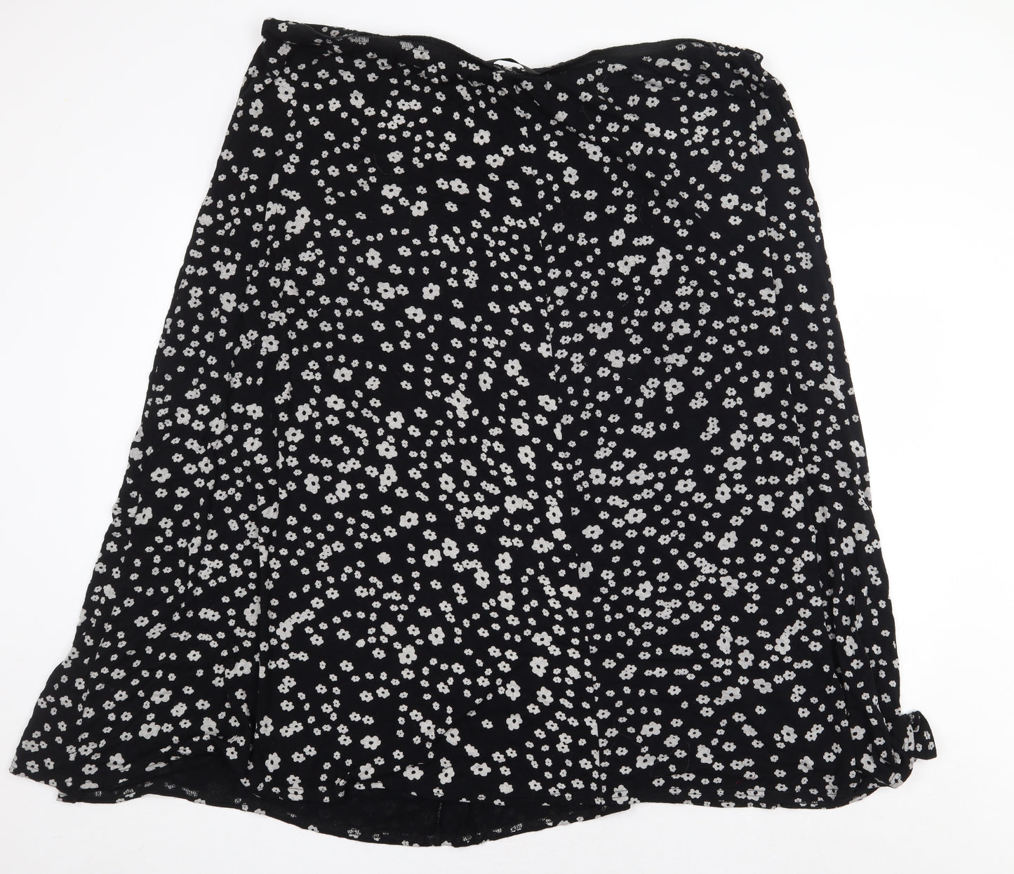 Preworn Womens Black Geometric Viscose Flare Skirt Size 28