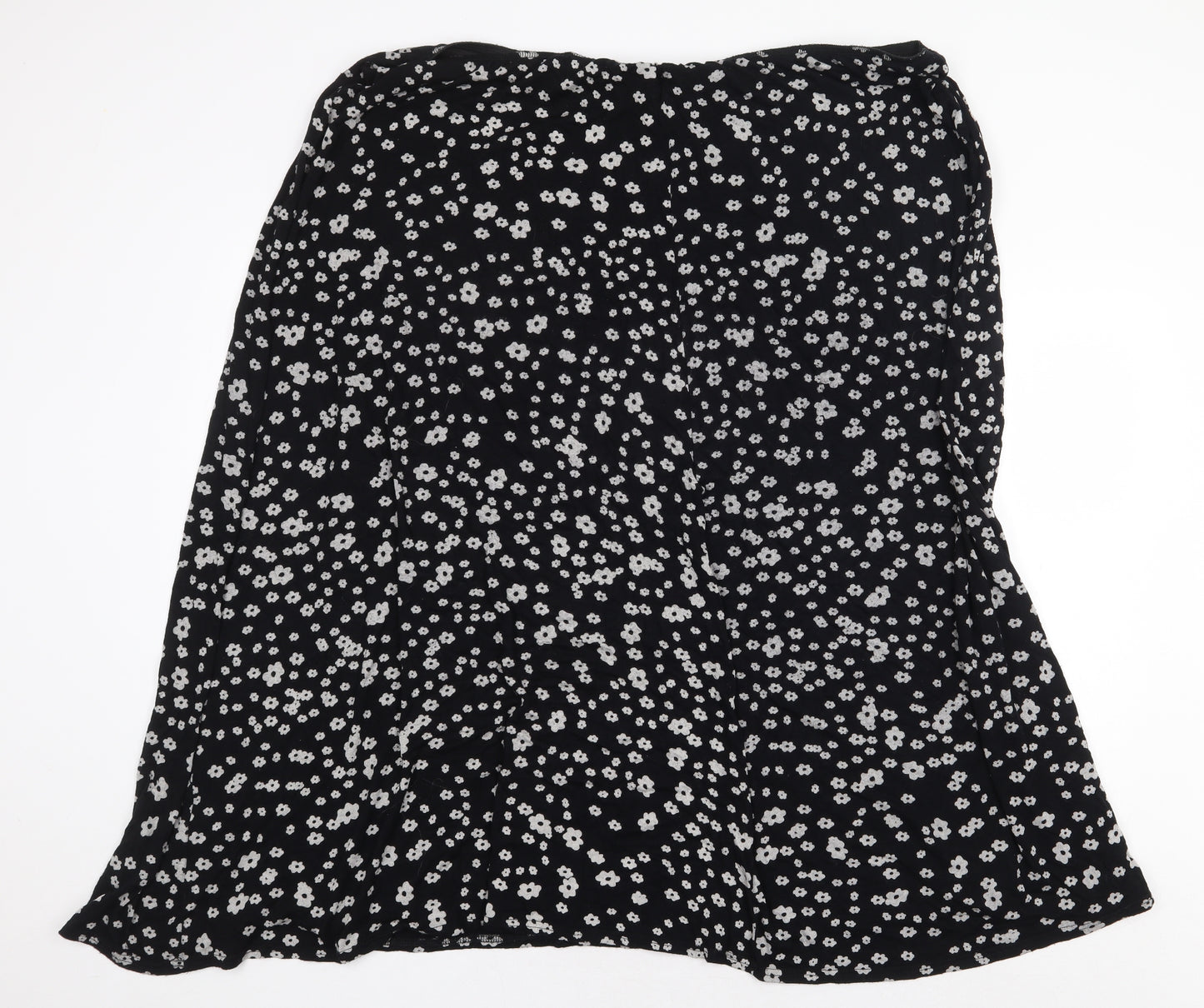 Preworn Womens Black Geometric Viscose Flare Skirt Size 28