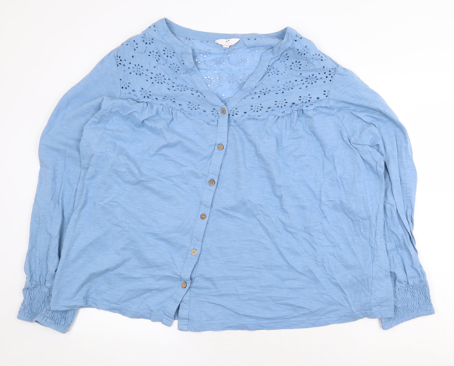 Julipa Womens Blue 100% Cotton Basic Button-Up Size 30 V-Neck