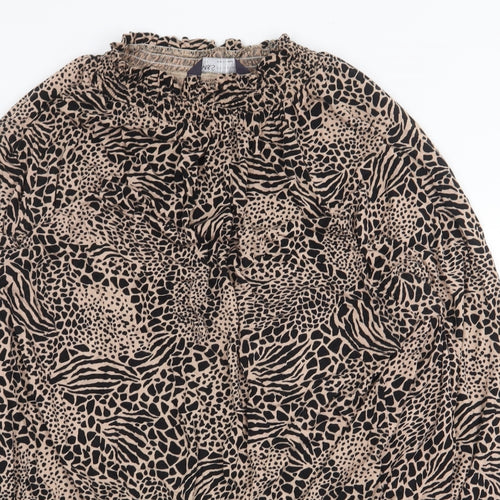 Marks and Spencer Womens Beige Animal Print Viscose Basic Blouse Size 22 Round Neck