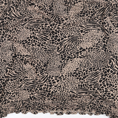 Marks and Spencer Womens Beige Animal Print Viscose Basic Blouse Size 22 Round Neck