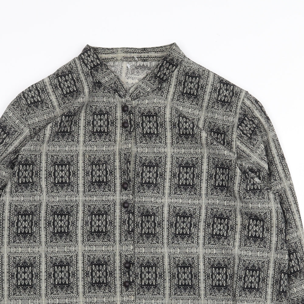 Preworn Womens Multicoloured Geometric Polyester Basic Button-Up Size M Round Neck