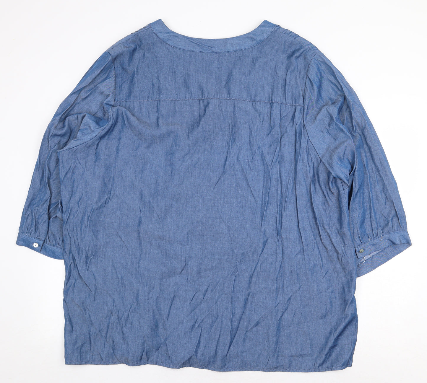 Julipa Womens Blue Viscose Basic Blouse Size 28 V-Neck