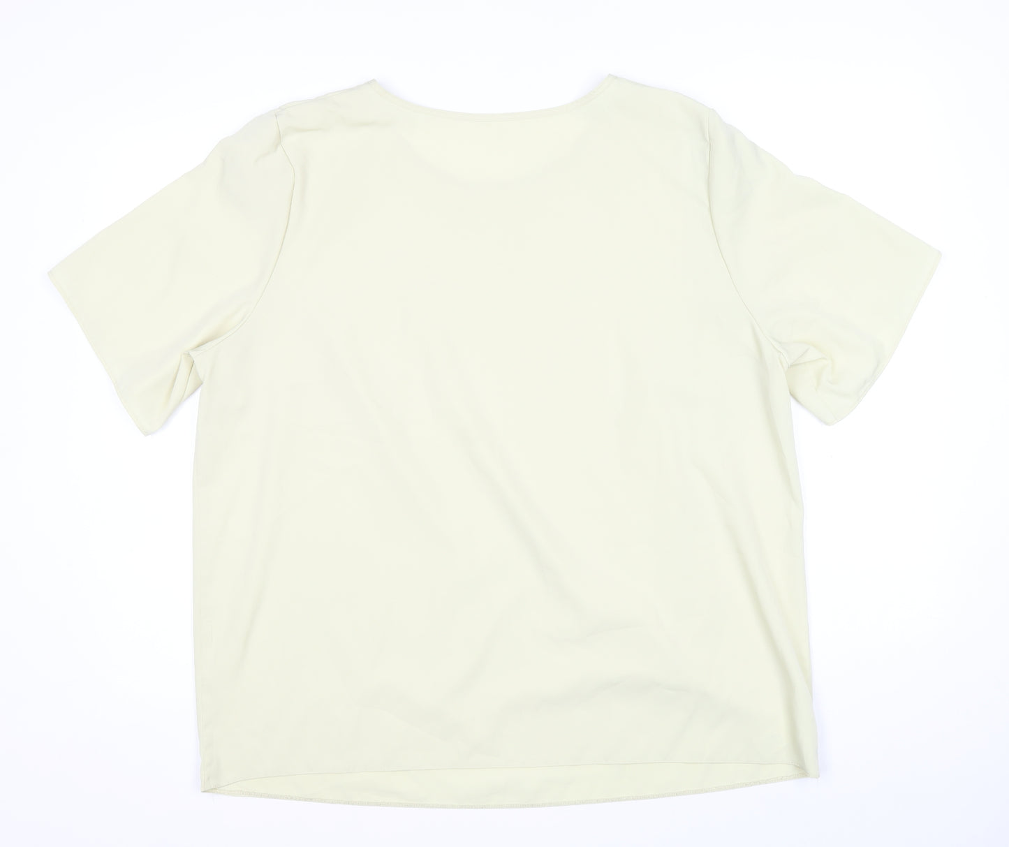 Preworn Womens Beige Polyester Basic T-Shirt Size 20 Round Neck